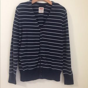Levi's blue and white stripes cardigan sweater M